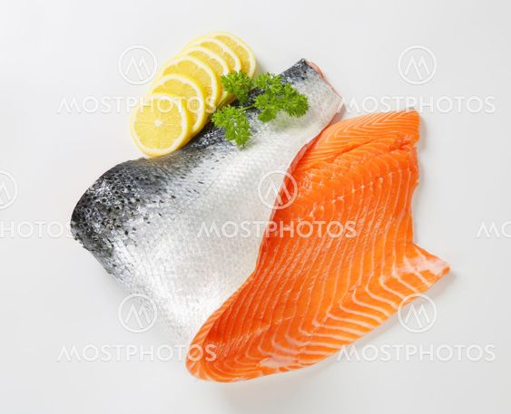 Raw salmon fillet