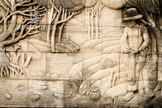 native molding art on wall in thai style