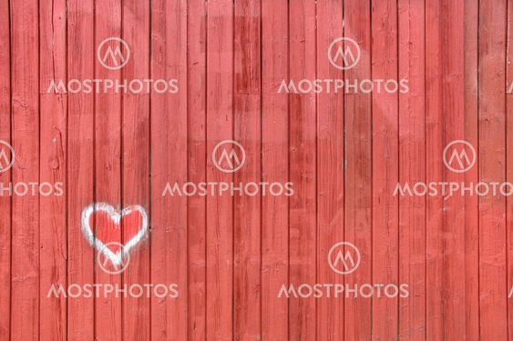 Red wood boards with heart painting