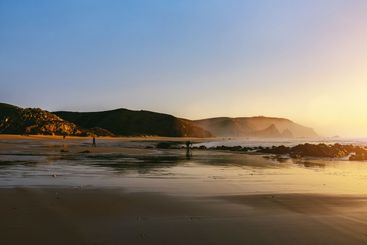 beautiful summer beach at the algarve coast in portugal