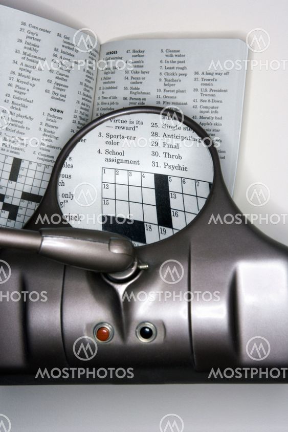 Magnified crossword puzzle.