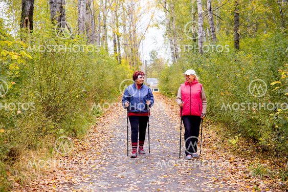 Senior ladies nordic walking