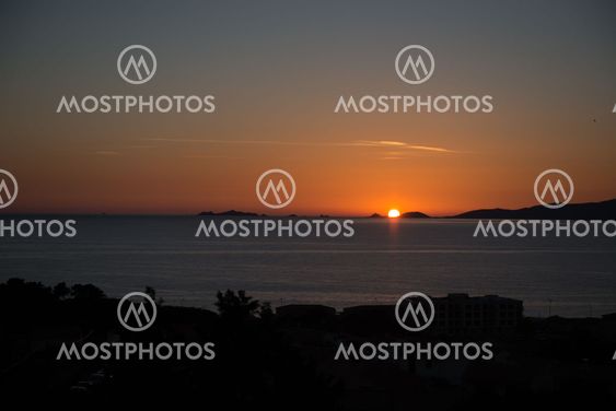 Sea and Sunset on the Sanguinaires Island of Ajaccio in Corsica, France