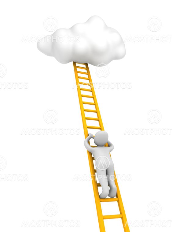 Man climbing to the cloud