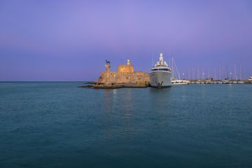 Seaside landscape of the Greek island of Rhodes.