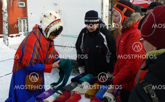 Jokkmokk market sale of knitted