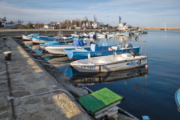 Sunset panorama of the port of Sozopol, Bulgaria