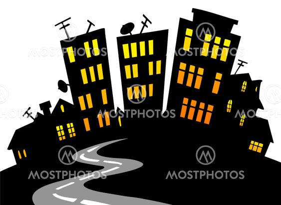 Cartoon city skyline