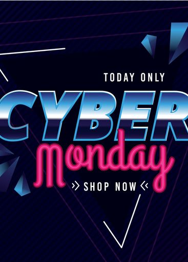 Cyber monday concept with retro futuristic design