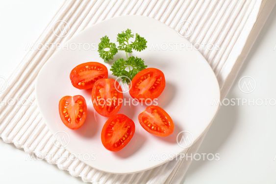 Halved plum tomatoes