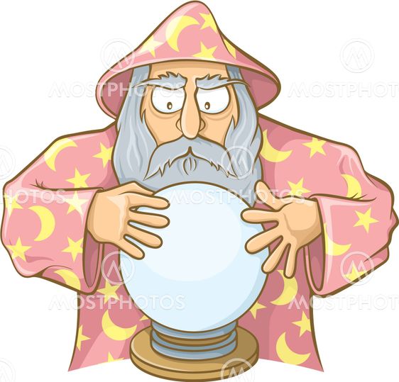 Wizard in pink cape with magic ball