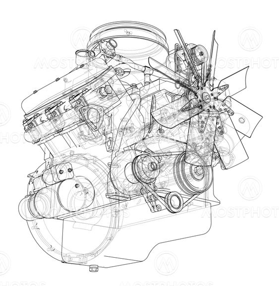Engine sketch. Vector