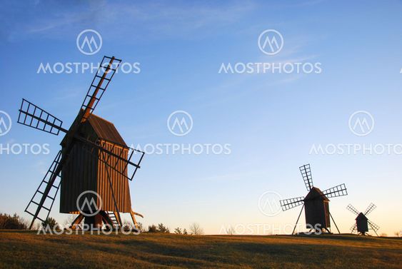 Old wooden windmills