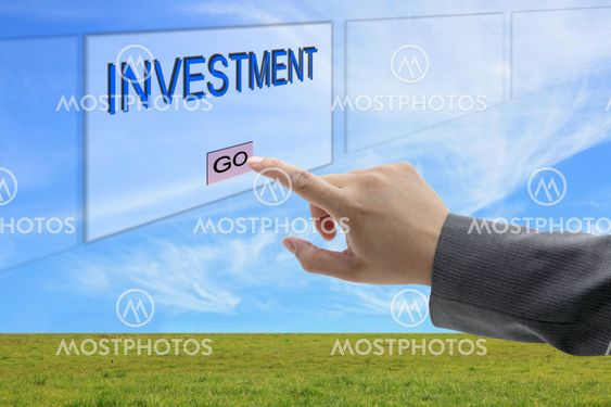 man hand push Investment