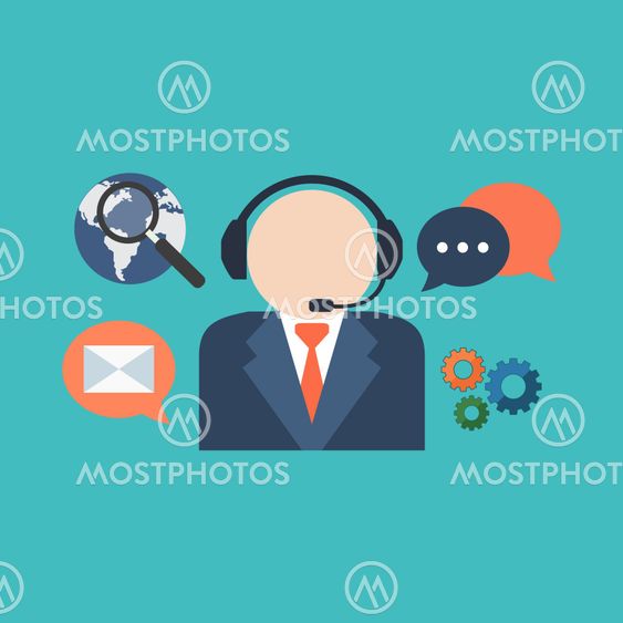 Online support concept. Flat design stylish.