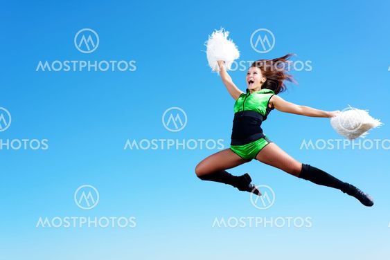 Cheerleader flicka hoppning