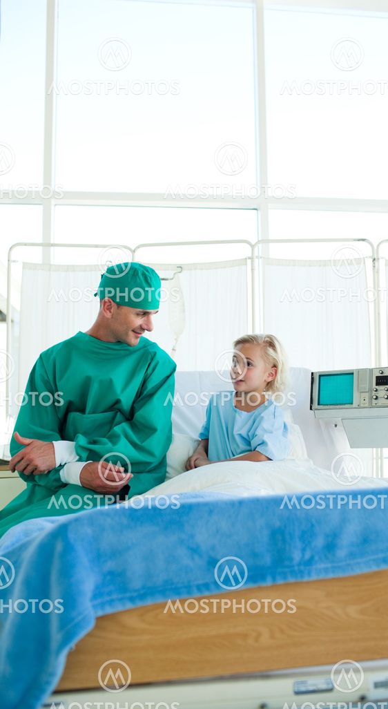 Surgeon discussing a patient case history