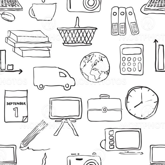 doodle business seamless pattern