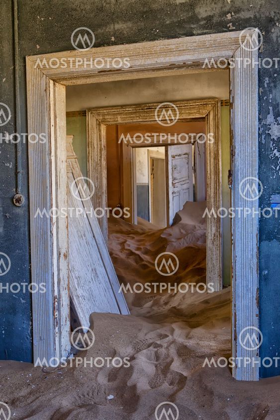 an house overtaken by dune sand at kolmanskop near luderitz