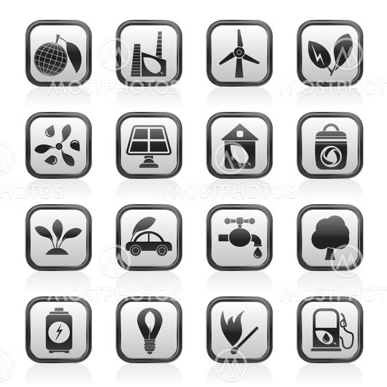 Green, Environment and ecology Icons