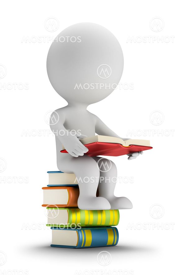 3d small people sitting on the books