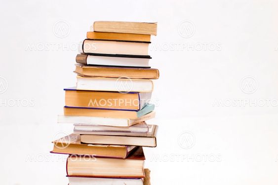 Books on white background