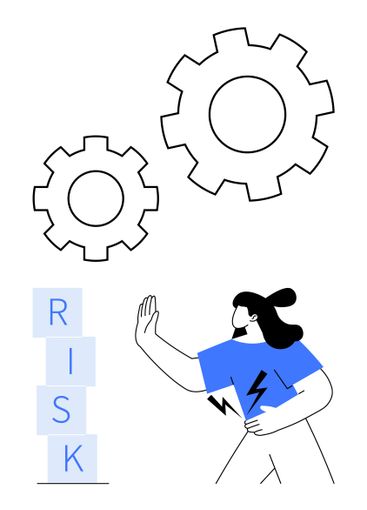 Person Blocking Risk Concept with Gears Representing...