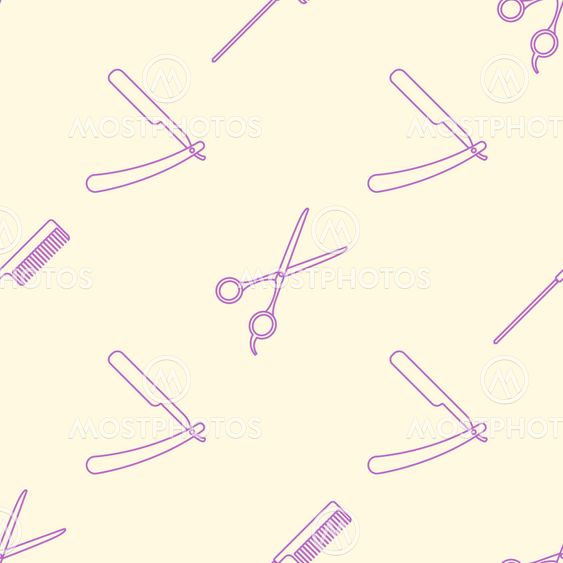 deco hairdresser tools seamless pattern