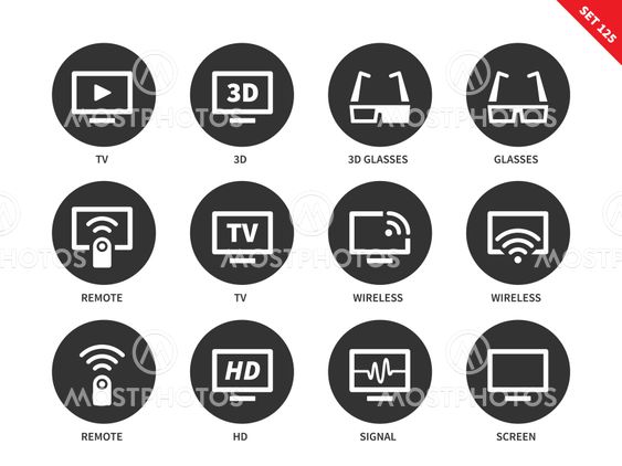 TV icons on white background