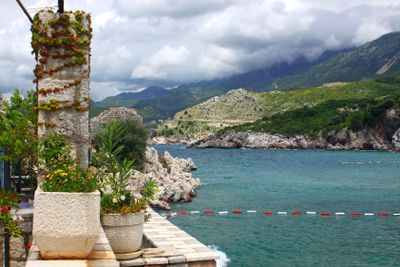 Summer view of Adriatic seacoast in Przno, Montenegro 