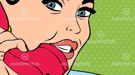woman chatting on the phone, pop art illustration