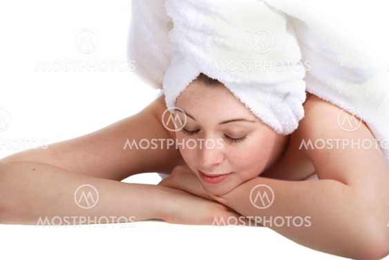 Laying girl in towel