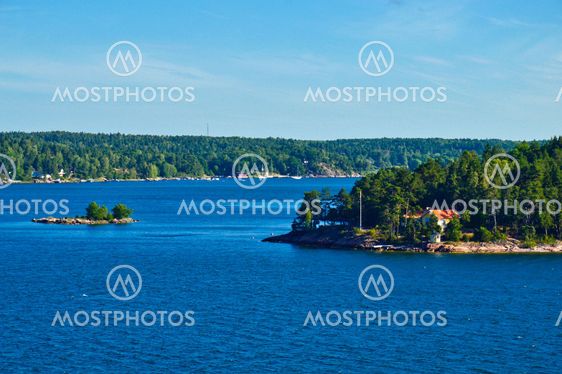 Swedish settlements on islets of Stockholm Archipelago in Baltic Sea, Sweden