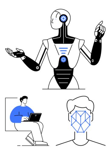 Artificial Intelligence Concept with Robot, Facial...