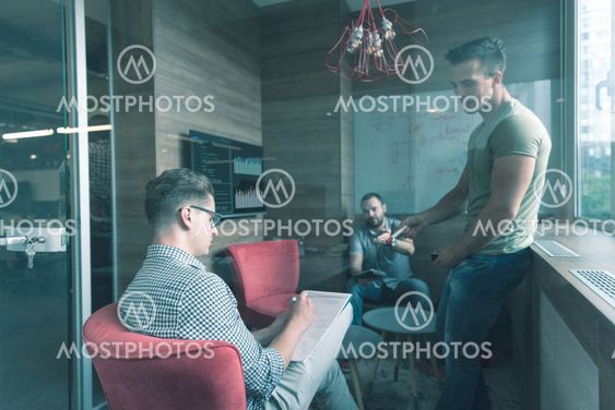 team meeting and brainstorming in small private office