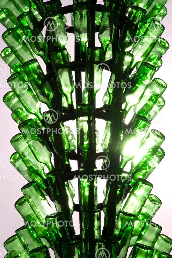Green glass bottles