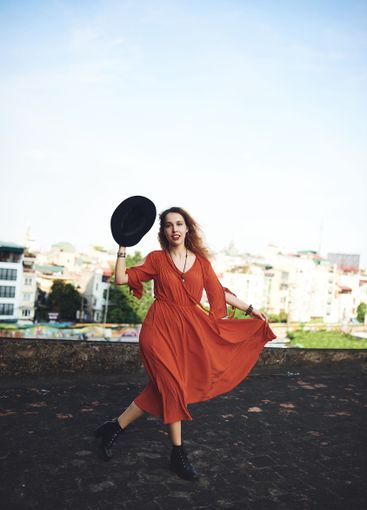 Portrait, fashion and woman in city, travel and...