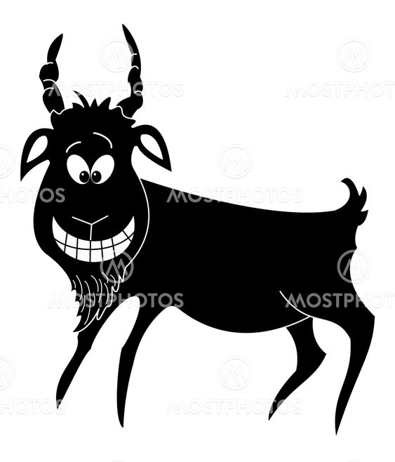 Cheerful goat, black silhouette