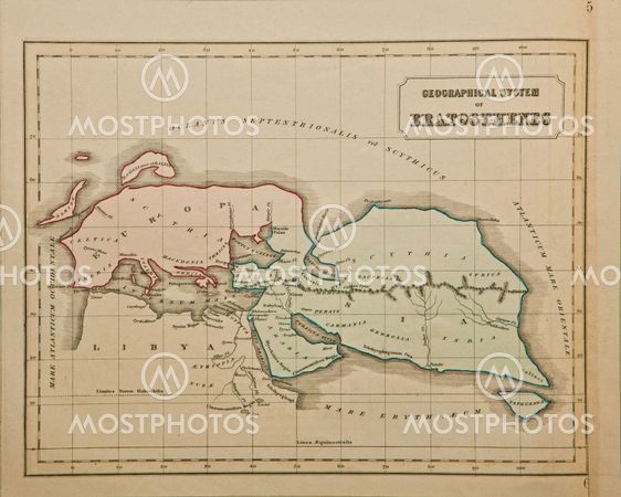Ancient map of the world . Published by George Philip and son at London 1857 and are not subject to copyright.