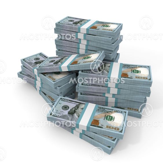 Stacks of money. New one hundred dollars.