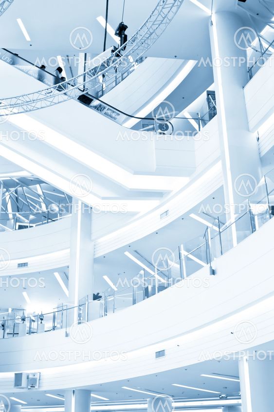 Modern Shopping center Interior and escalator