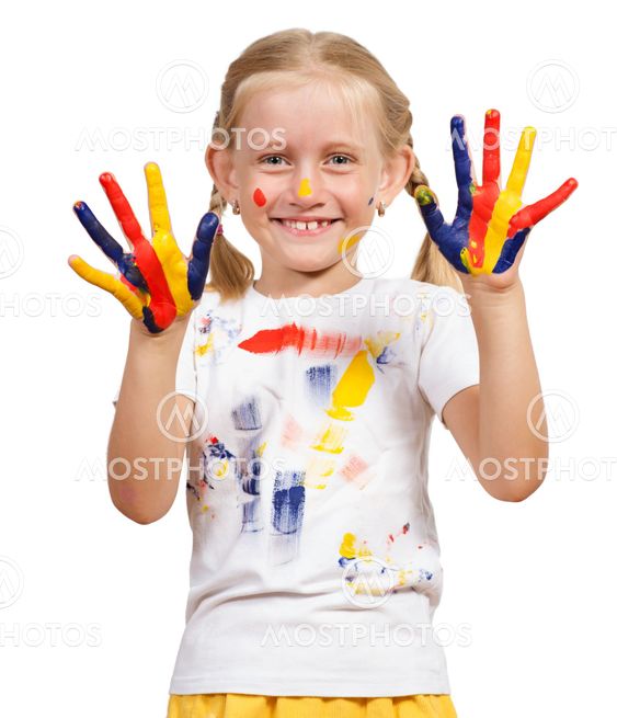girl with painted hands