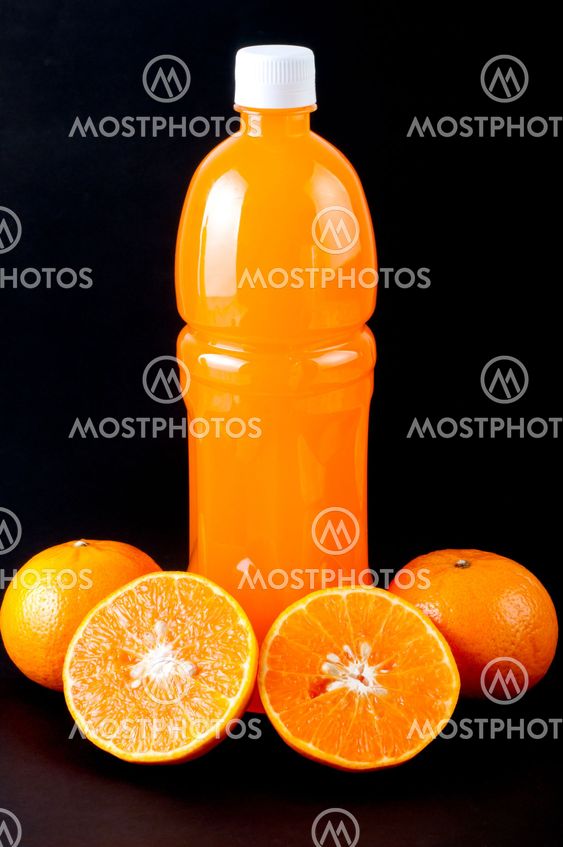 Fresh orange juice bottle