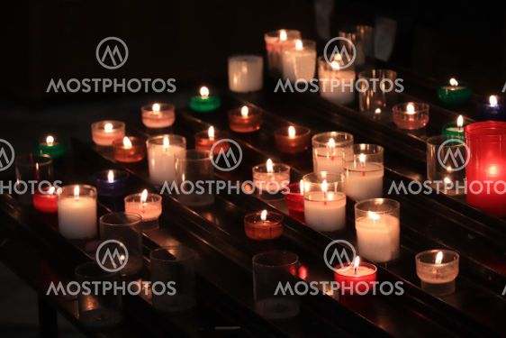 Votive candles in a church