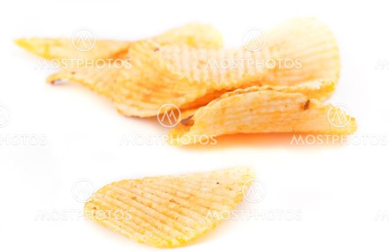 Potato salt chips isolated on the white background