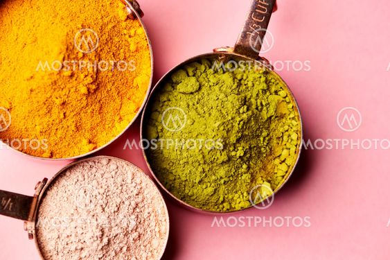 Overhead View Of Natural Beauty And Health Products In...
