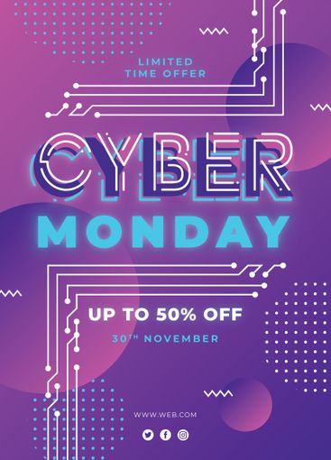 Flat design cyber monday flyer template