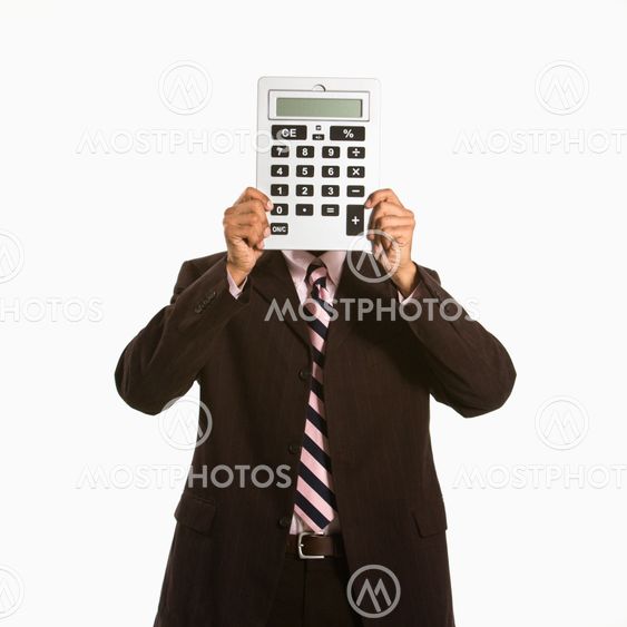 Man with calculator.