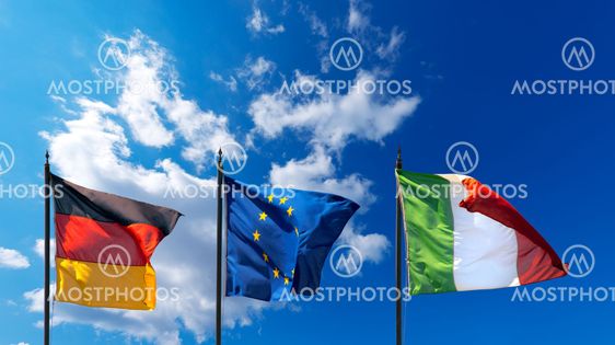 Germany Europe and Italy Flags
