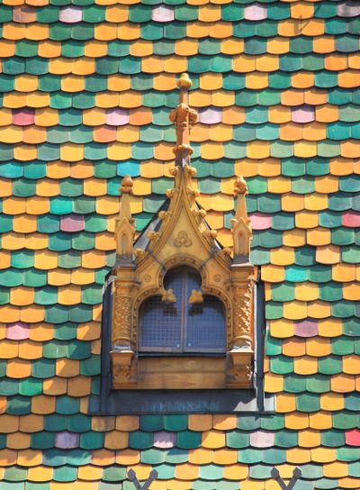 Multicoloured roof in Budapest